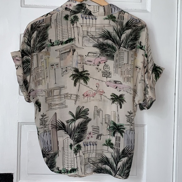 ZARA HAWAIIAN STYLE BUTTON DOWN SHORT SLEEVE TOP - Picture 10 of 11
